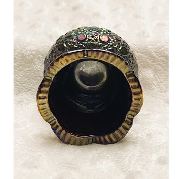 Vintage Hansen Amethyst Daisy & Button Carnival Glass Toothpick Holder-EXCELLENT - Picture 6 of 6